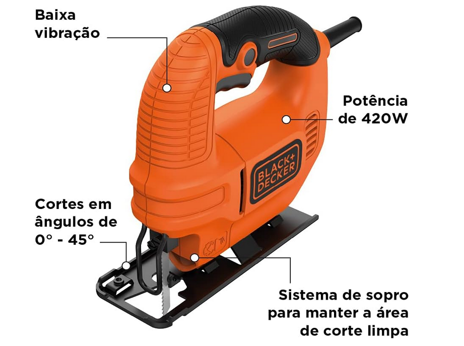 Imagem 4 do produto Serra Tico-Tico Hobby Black+Decker 420W Hobby KS501 220V