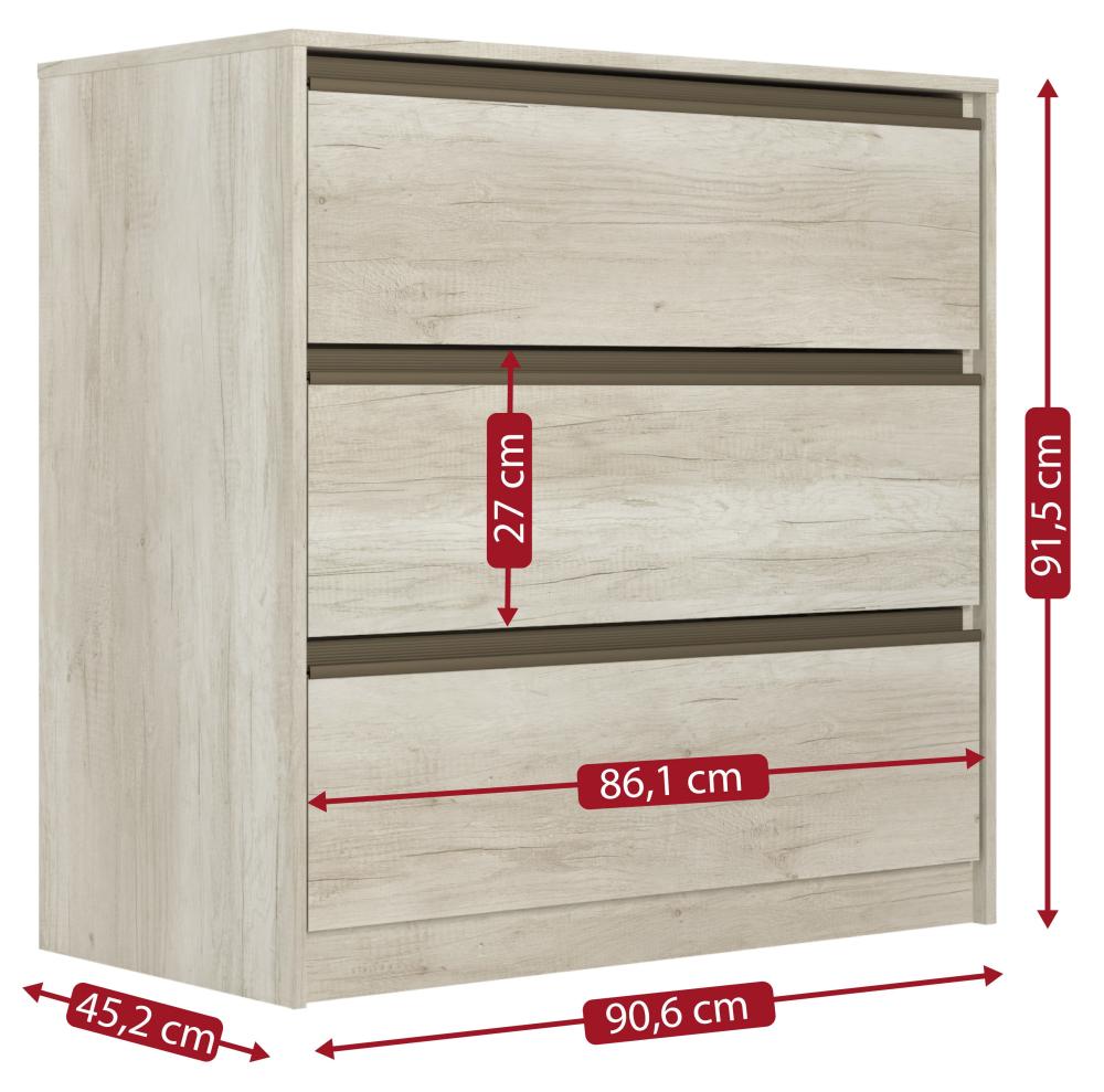 Imagem 2 do produto Cômoda THB Decore 3 Gavetas Bianco BP