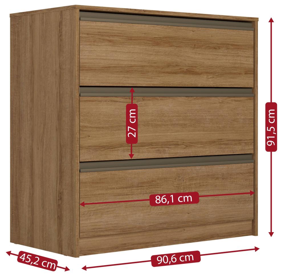 Imagem 2 do produto Cômoda THB Decore 3 Gavetas Almendra