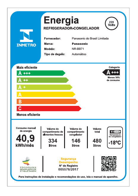 Última imagem em  miniatura do produto Geladeira Panasonic 480 Litros Inverse Frost Free BB71PV Aço Escovado 220V