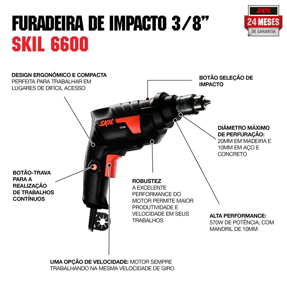 Imagem 3 do produto Furadeira de impacto Skil 3/8″ 570W 6600 110V
