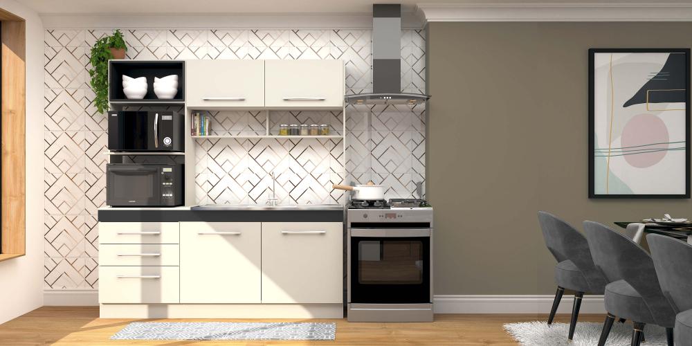 Imagem 3 do produto Cozinha Compacta 195 cm Primavera Iris Off White/Onix