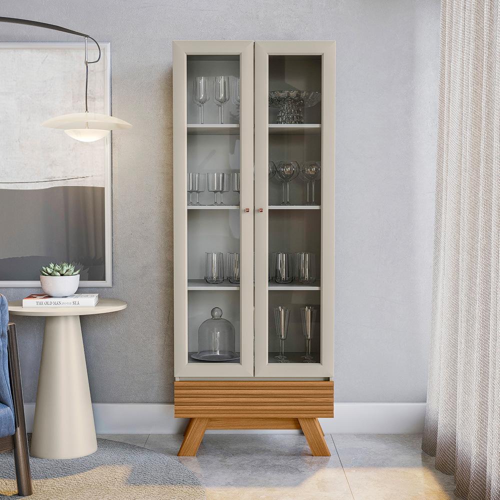 Imagem 4 do produto Cristaleira Linea Marsala 2 Portas Nature/Off White