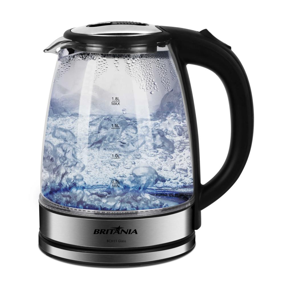 Imagem 3 do produto Chaleira Elétrica Britânia BCH11 Glass 1,8 Litros Inox/Preto 220V