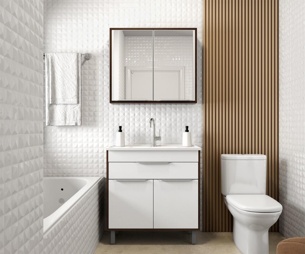 Imagem 2 do produto Conjunto Banheiro Jaeli Vicenzo Acácia/Branco