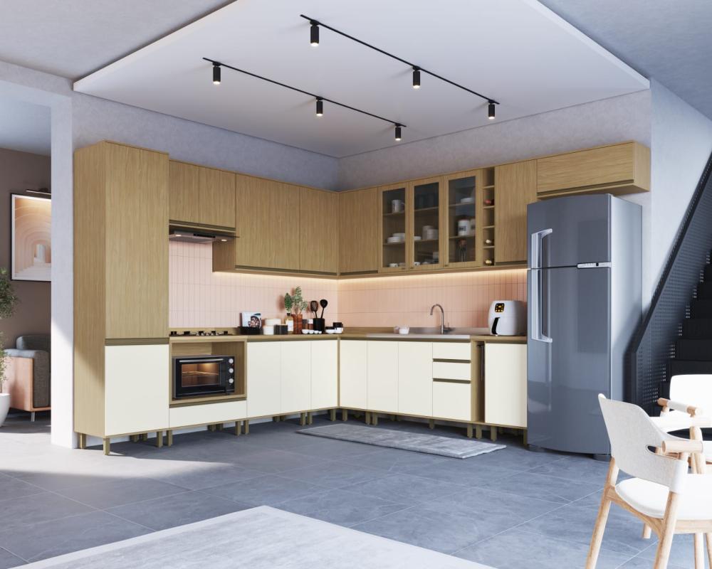 Imagem 3 do produto Paneleiro 55 cm Casamia Nova Dubai MDF Freijó/Off White