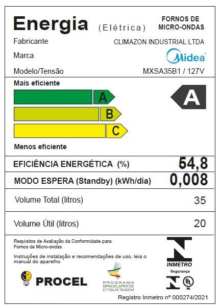 Imagem 4 do produto Micro-Ondas Midea MXSA35P1 35 Litros Branco 110V