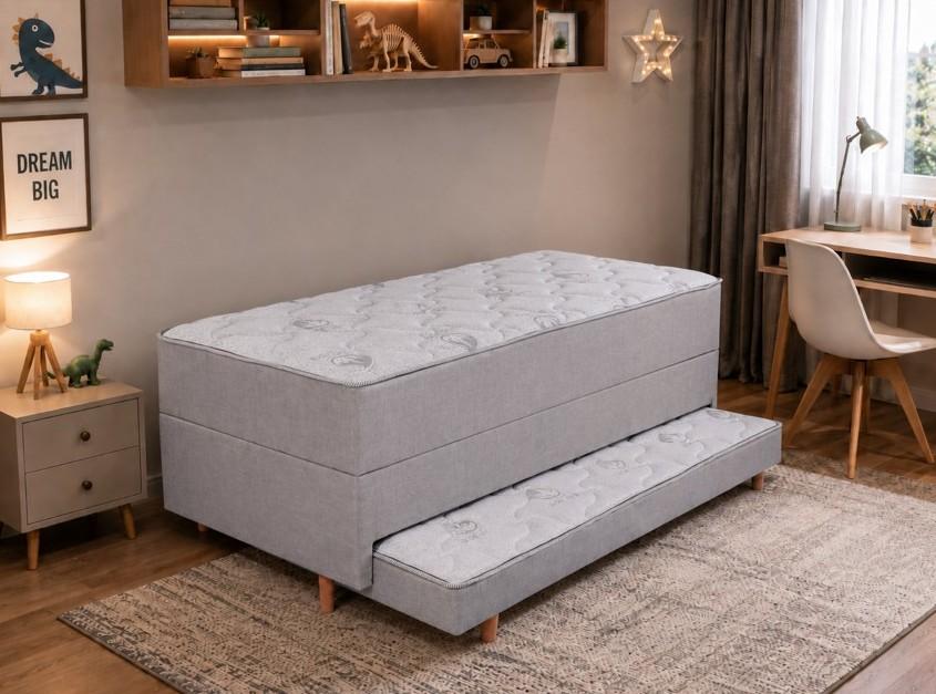Imagem 3 do produto Cama Box Solteiro Conjugado 88 cm Cristalflex Monterrey Cinza
