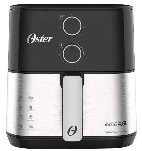 Imagem 1 do produto Fritadeira Elétrica Oster OFRT520 1500W Air Fryer 4,6 Litros Inox/Preto 220V