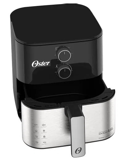 Imagem 3 do produto Fritadeira Elétrica Oster OFRT520 1500W Air Fryer 4,6 Litros Inox/Preto 220V