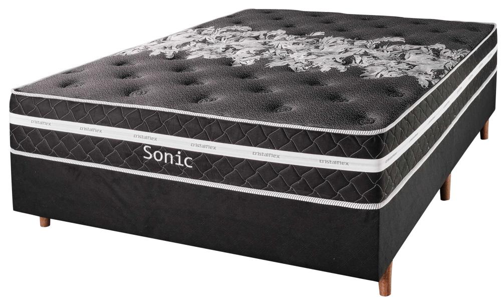 Imagem 2 do produto Colchão Casal 138 cm Molas Ensacadas Cristalflex Sonic Preto/Branco