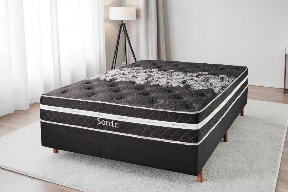 Imagem 3 do produto Colchão Casal 138 cm Molas Ensacadas Cristalflex Sonic Preto/Branco