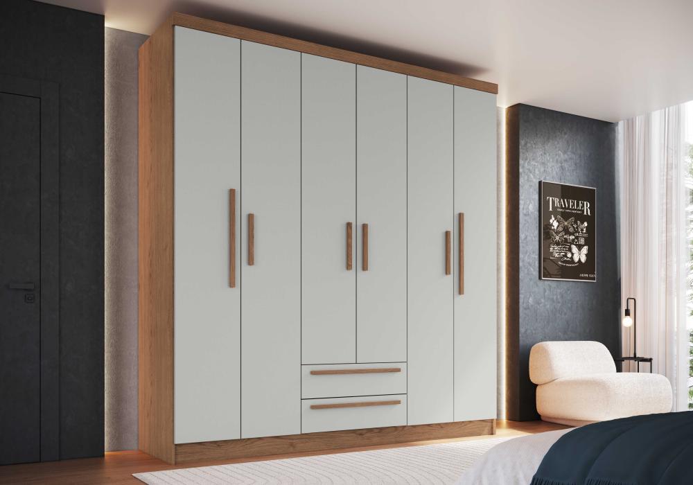 Imagem 3 do produto Guarda-Roupa Castro Mali New 6 portas Cedro/Blanco