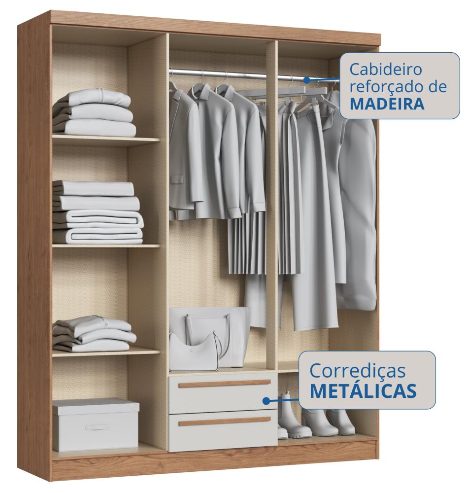 Imagem 4 do produto Guarda-Roupa Castro Mali New 6 portas Cedro/Blanco