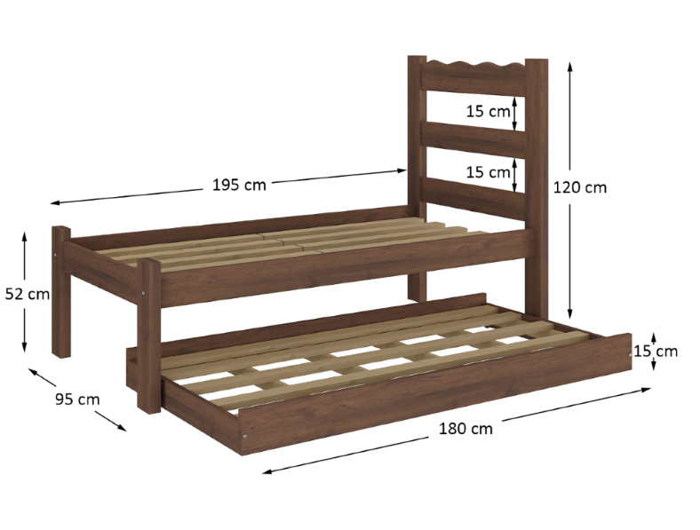 Imagem 4 do produto Cama Auxiliar de Solteiro 78 Belini Retrô Imbuia