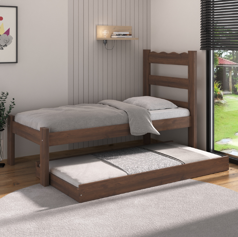 Última imagem em  miniatura do produto Cama Auxiliar de Solteiro 78 Belini Retrô Imbuia