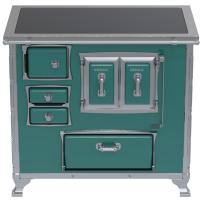 Imagem ilustrativa sobre o produto Fogão a Lenha com Gabinete N2 Venax Saída Direita Turquesa