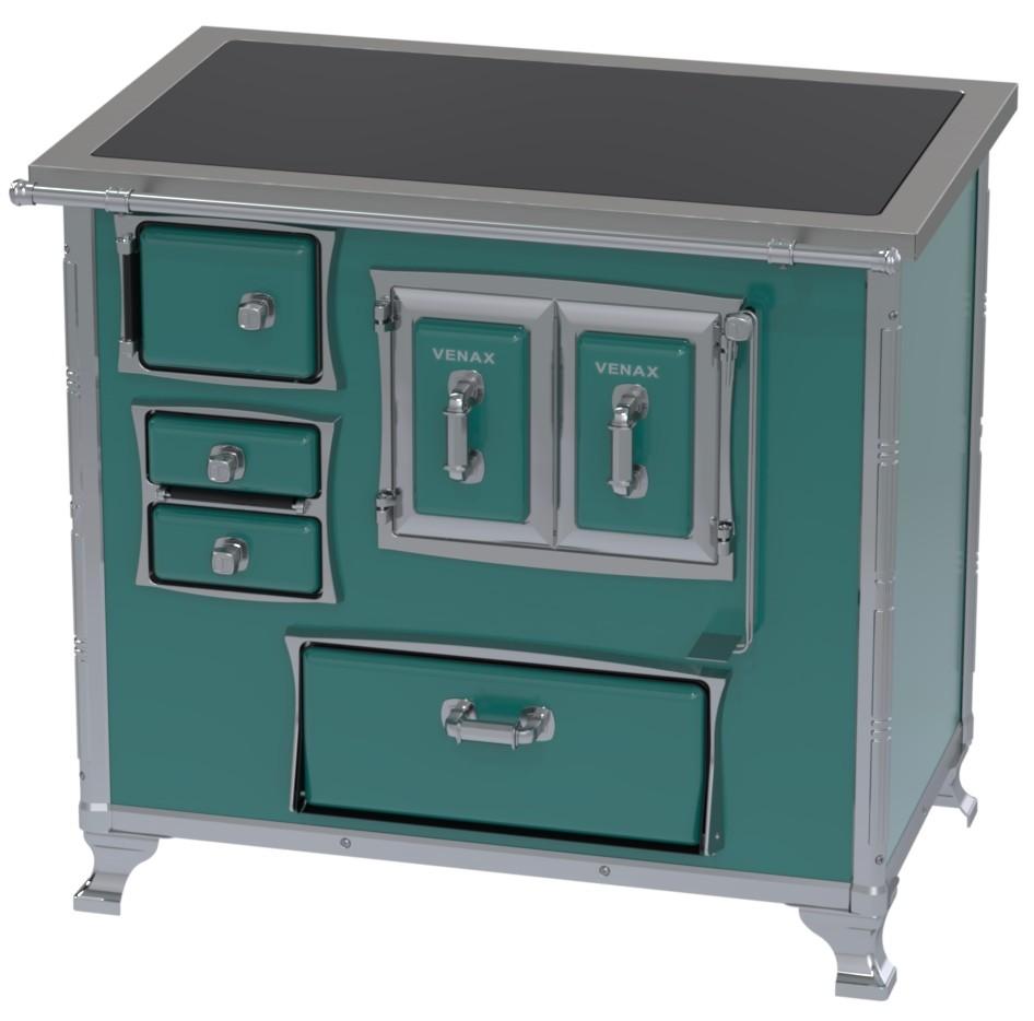 Imagem 2 do produto Fogão a Lenha com Gabinete N2 Venax Saída Direita Turquesa