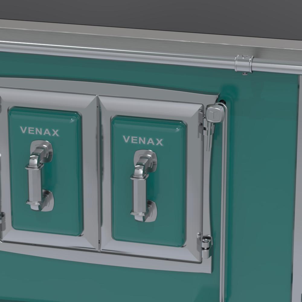 Última imagem em  miniatura do produto Fogão a Lenha com Gabinete N2 Venax Saída Direita Turquesa