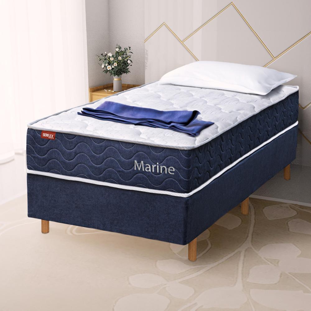 Última imagem em  miniatura do produto Colchão Solteiro 88 Molas Superlastic Serflex Marine Azul/Branco