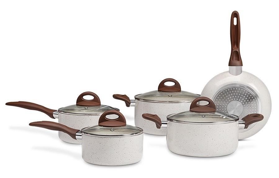 Imagem 1 do produto Conjunto de Panelas Brinox Ceramic Life Smart Plus Bege 5 Peças