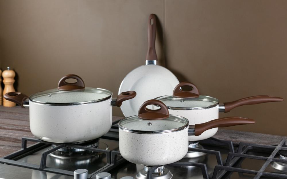 Imagem 2 do produto Conjunto de Panelas Brinox Ceramic Life Smart Plus Bege 5 Peças