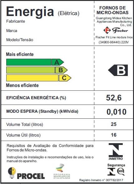 Última imagem em  miniatura do produto Micro-Ondas Fischer Fit Line 25 Litros Inox 220V