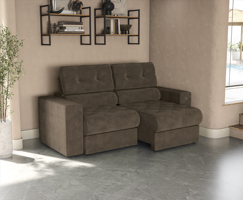 Imagem 4 do produto Sofá Retrátil 4 Lugares Kappesberg Carlo New Marrom