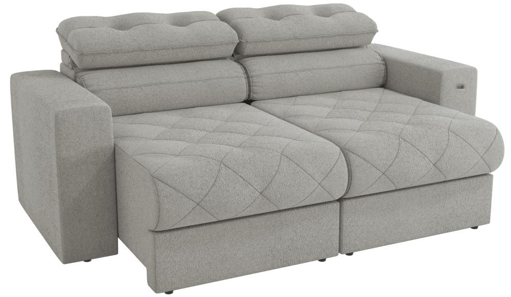 Imagem 2 do produto Sofá Retrátil 4 Lugares Kappesberg Carlo New Bouclé Cinza