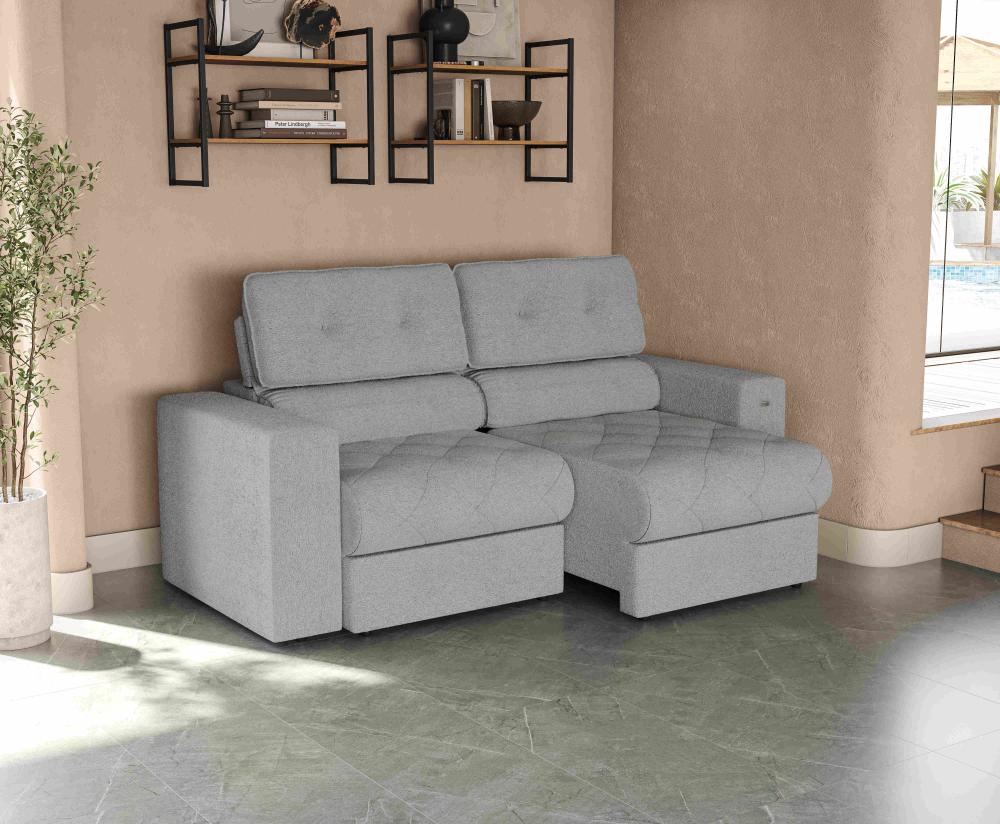 Imagem 4 do produto Sofá Retrátil 4 Lugares Kappesberg Carlo New Bouclé Cinza