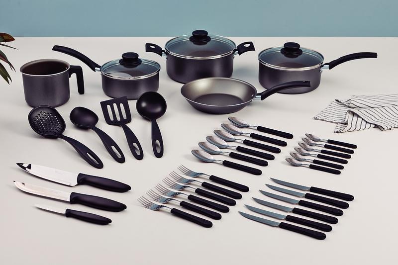 Imagem 2 do produto Conjunto de Panelas com Utensílios Tramontina Starflon Max Chumbo 36 Peças