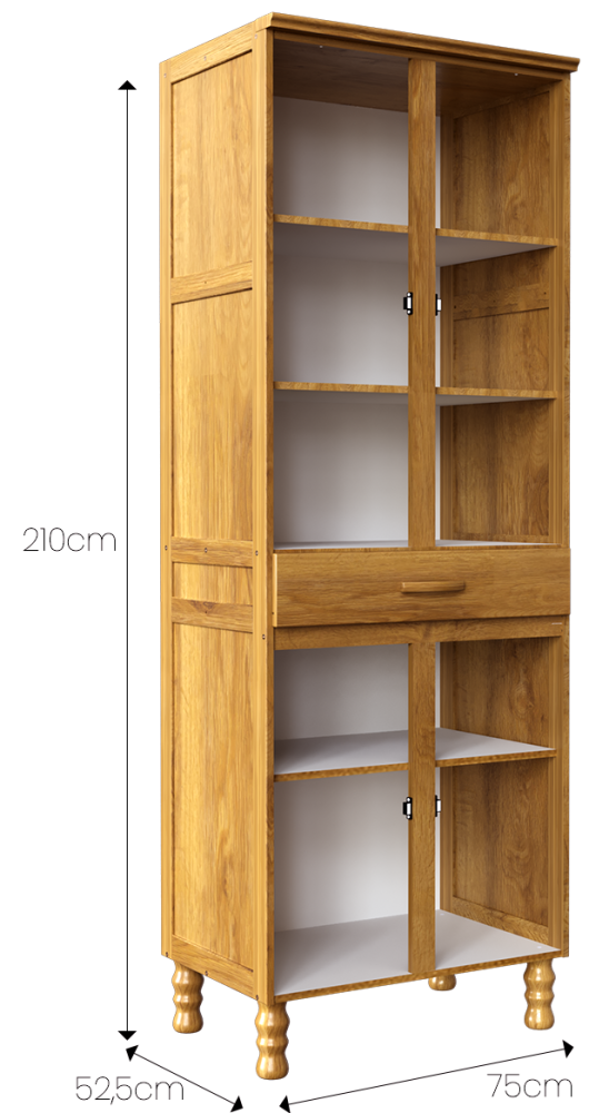 Imagem 2 do produto Cristaleira 75 cm Serpil Entalhe Imbuia