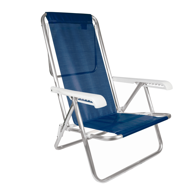 Imagem 1 do produto Cadeira de Praia Mor Reclinável Alumínio 8 Posições Azul Marinho