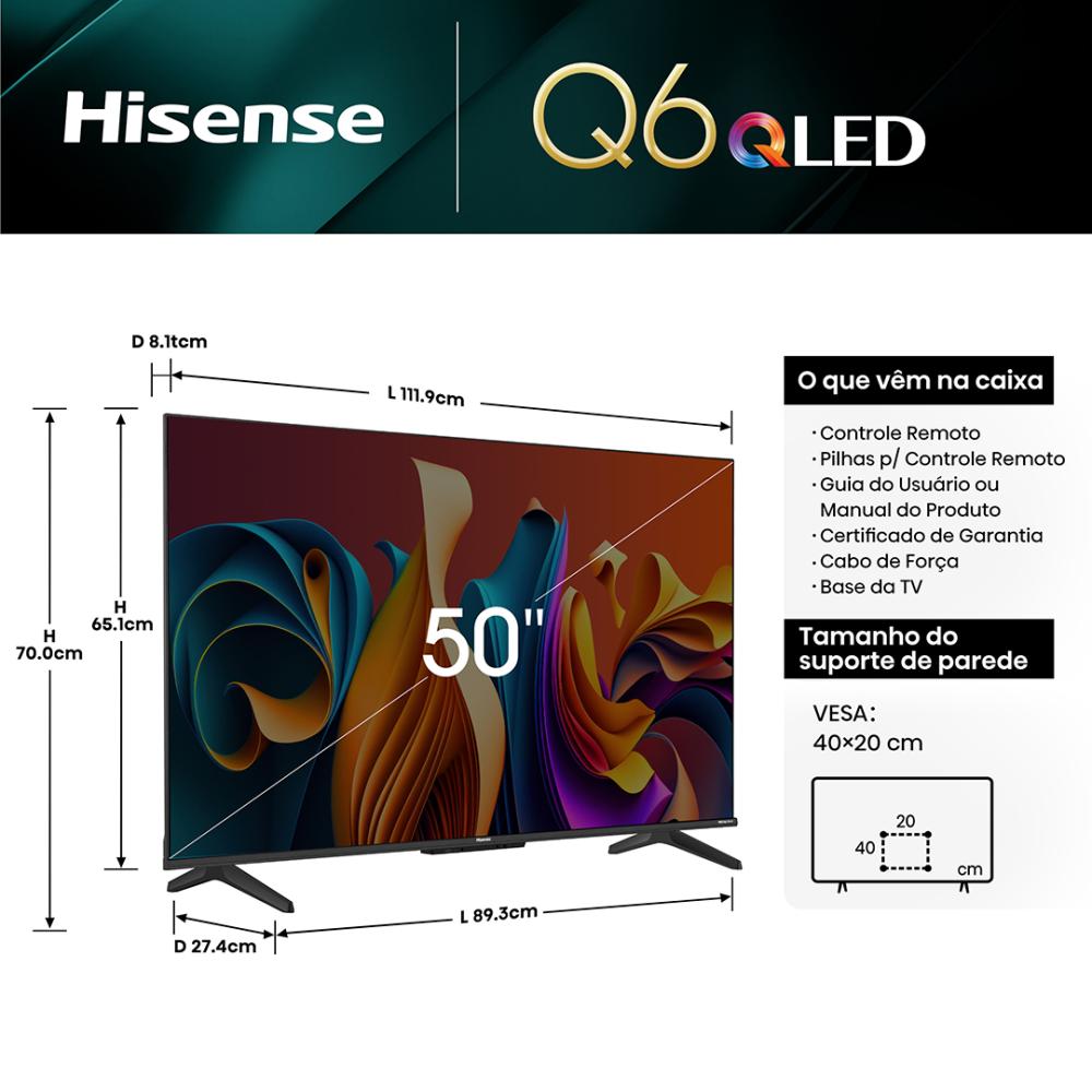 Imagem 4 do produto Smart TV QLED 4K 50″ Hisense 50Q6N