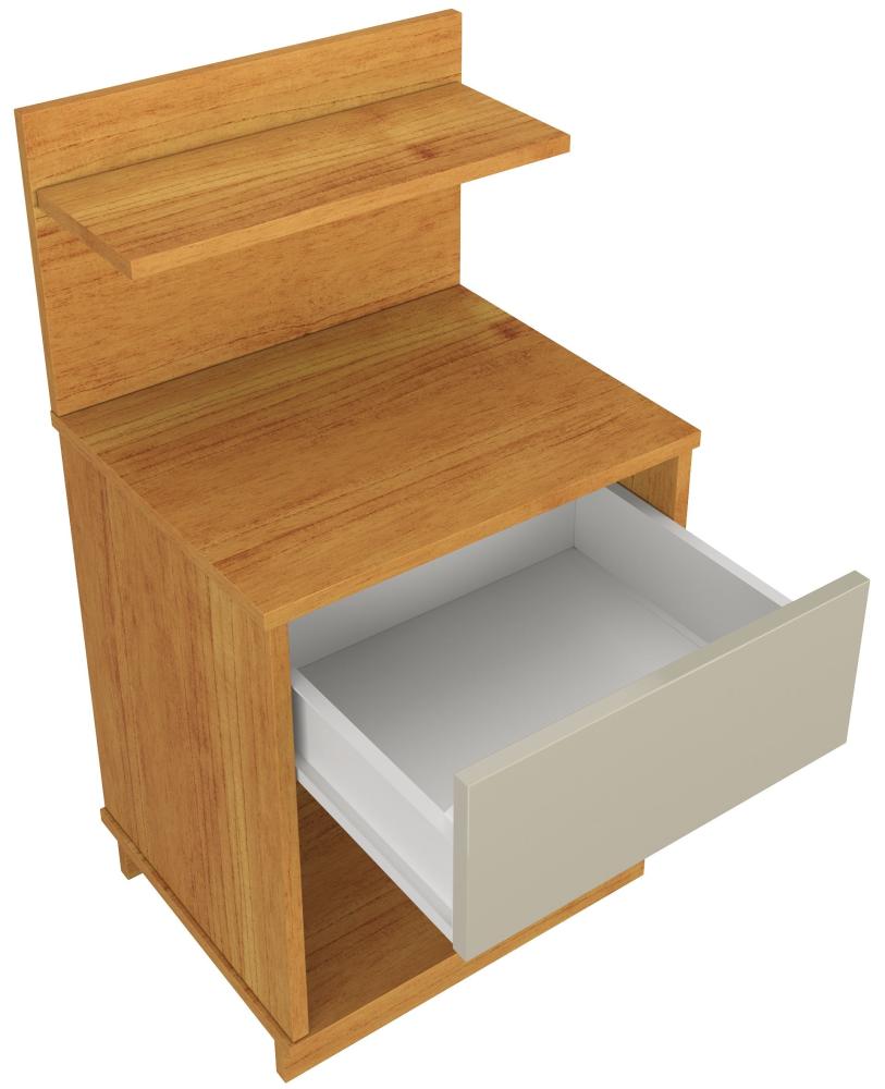 Imagem 2 do produto Mesa de Cabeceira Patrimar Mavie 1 Gaveta Cinamomo/Off White