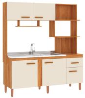 Imagem ilustrativa sobre o produto Cozinha Compacta 165 cm Fellicci Liza Cinamomo/Off White