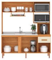 Imagem ilustrativa sobre o produto Cozinha Compacta 165 cm Fellicci Liza Cinamomo/Off White