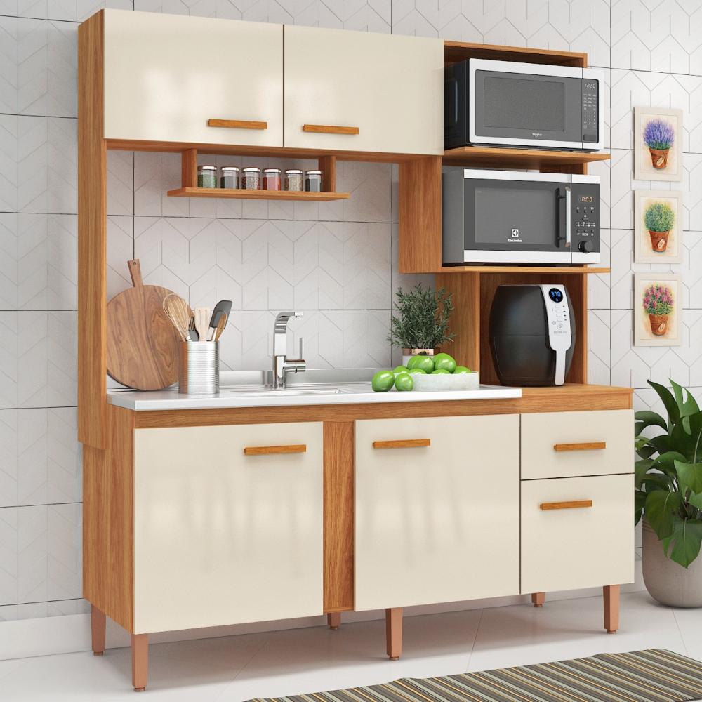 Imagem 4 do produto Cozinha Compacta 165 cm Fellicci Liza Cinamomo/Off White
