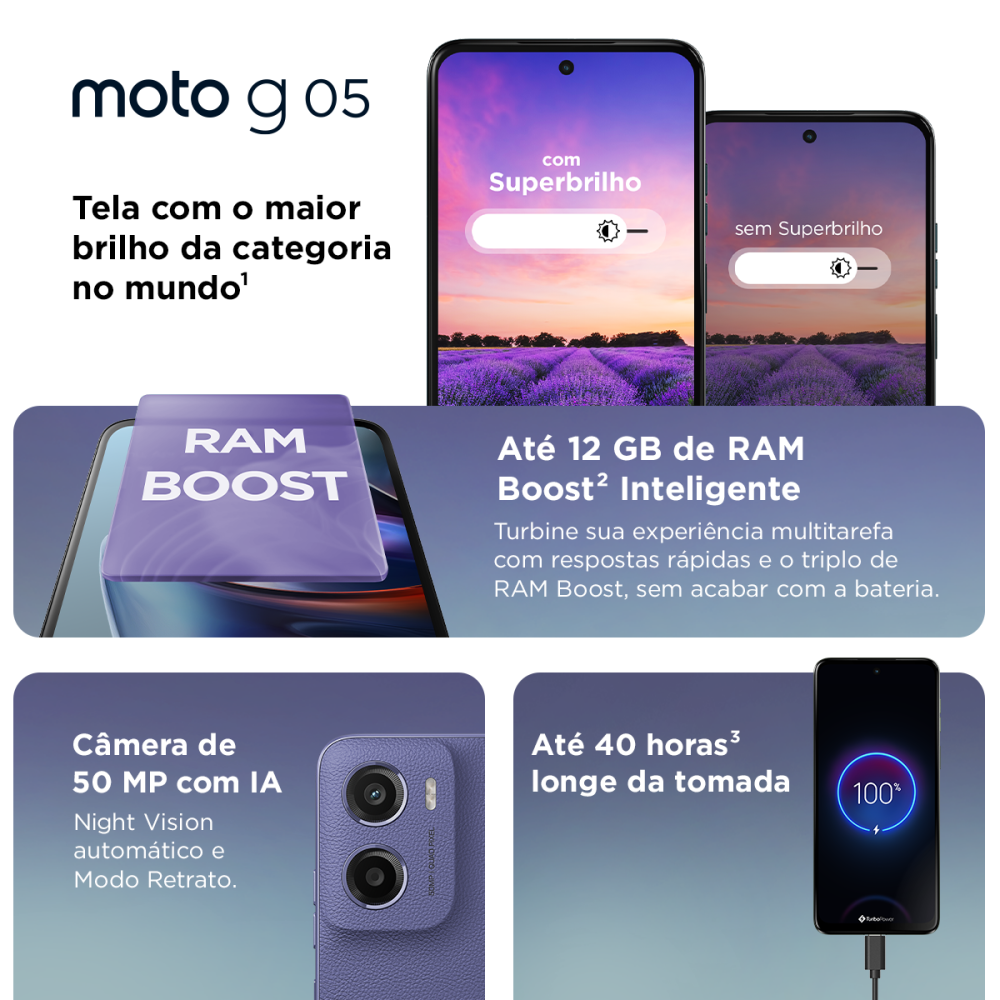 Imagem 4 do produto Smartphone Motorola Moto G05 128GB 6.7″ Violeta