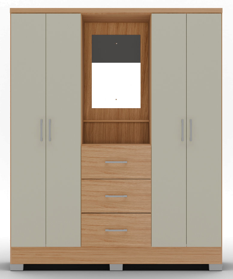 Imagem 1 do produto Guarda-Roupa Carraro Colírio 4 Portas 3 Gavetas Cedro/Sálvia