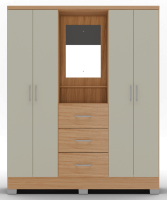 Imagem ilustrativa sobre o produto Guarda-Roupa Carraro Colírio 4 Portas 3 Gavetas Cedro/Sálvia