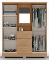 Imagem ilustrativa sobre o produto Guarda-Roupa Carraro Colírio 4 Portas 3 Gavetas Cedro/Sálvia