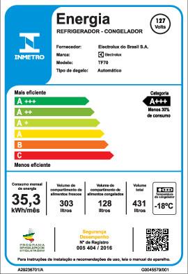 Última imagem em  miniatura do produto Geladeira Electrolux 431 Litros Frost Free TF70 Branco 110V