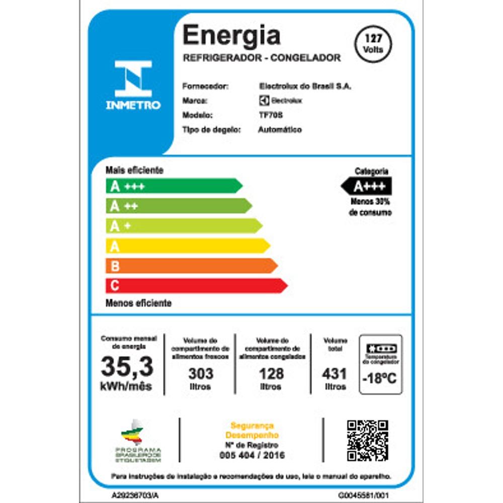 Última imagem em  miniatura do produto Geladeira Electrolux 431 Litros Frost Free TF70S Inox 110V