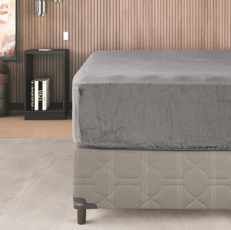 Imagem 2 do produto Lençol Casal Avulso Seven Plush Cinza