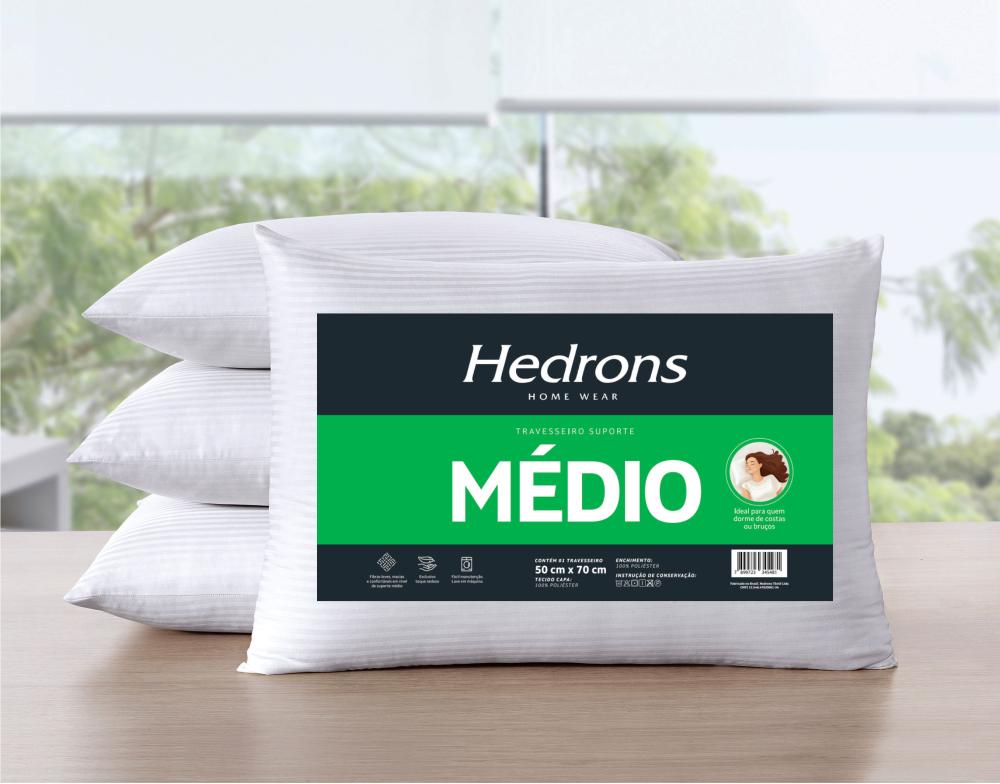 Imagem 1 do produto Travesseiro 50X70cm Hedrons Maquinado Suporte Médio Branco