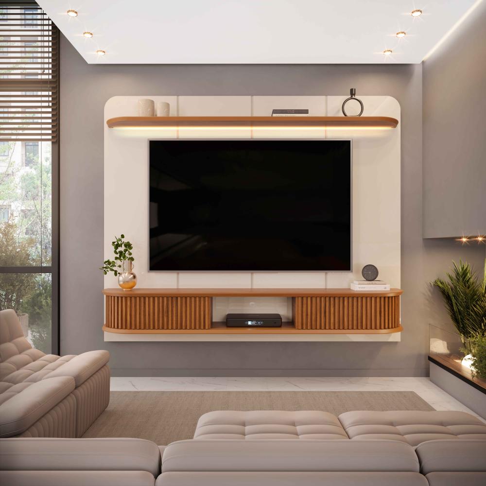 Imagem 3 do produto Painel para TV DJ Móveis Vítor Até 75″ Freijó/Off White