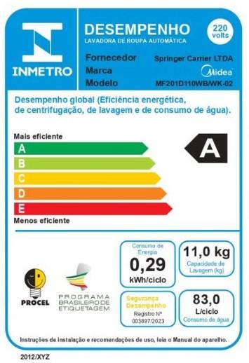 Imagem 4 do produto Lava e Seca Midea 11kg Healthguard MF201D110WB Branco 220V