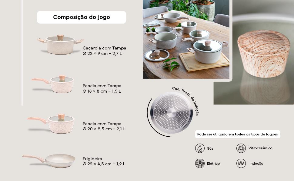 Última imagem em  miniatura do produto Conjunto de Panelas Brinox Revestimento Cerâmico Sirius Vanilla