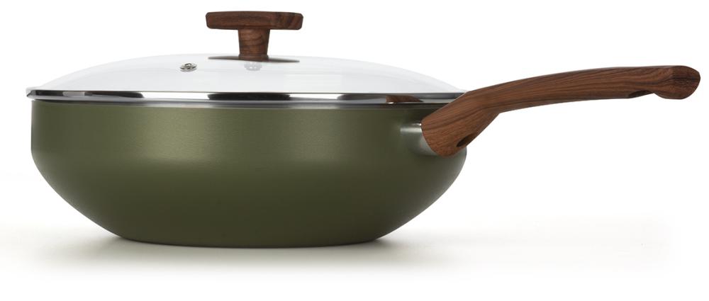Imagem 2 do produto Panela Wok Revestimento Cerâmico Multiflon Eté 28 cm 4,3 Litros Verde